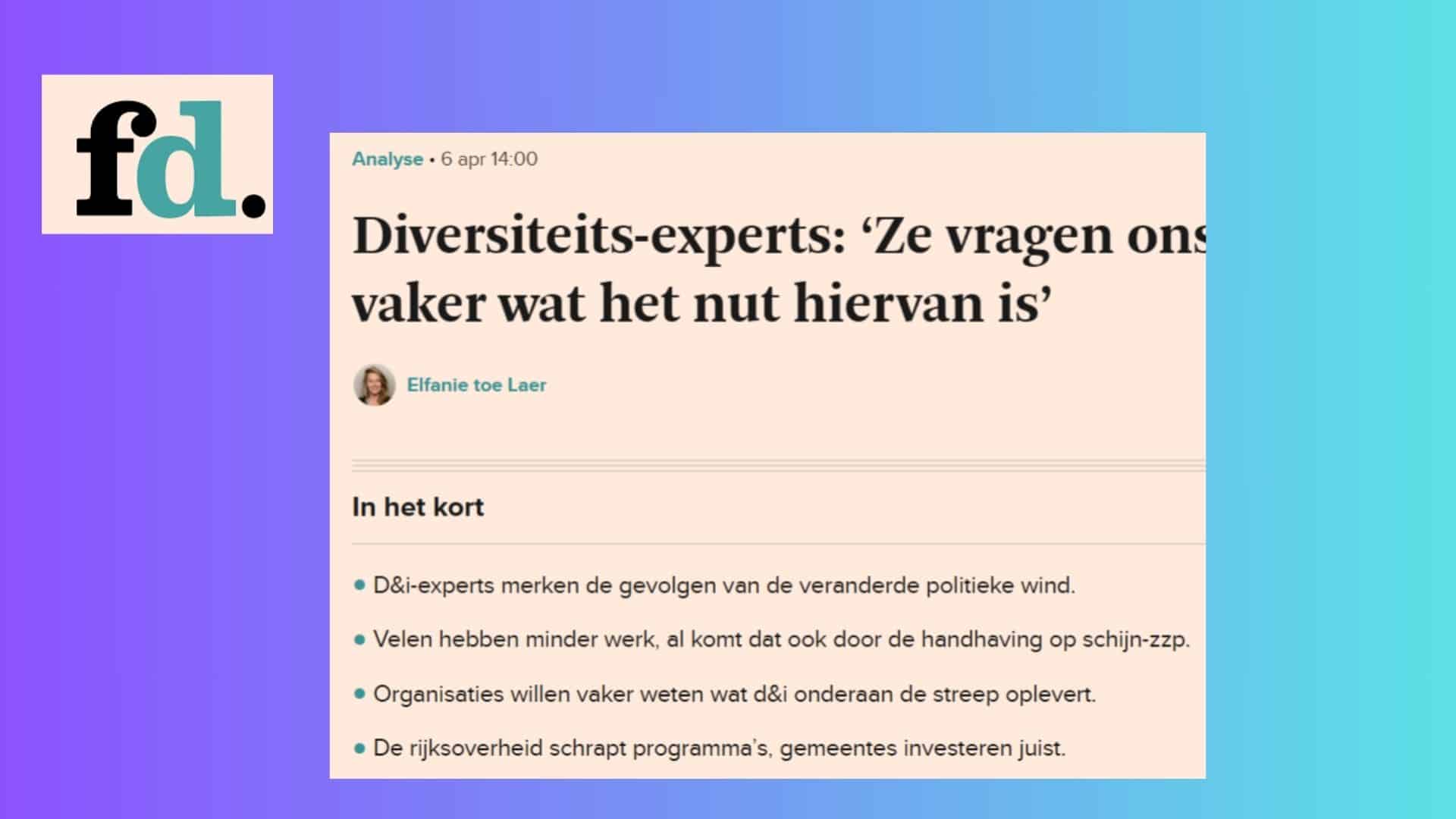FD Vivian Acquah Vivian Acquah in de media in het FD over dilemma’s rond diversiteit en inclusief beleid